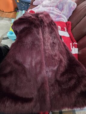 Plush Micheal KORS Burgundy Faux Fur Vest